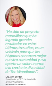 Dra. Ann Snyder Presidenta y CEO de Interfaith of The Woodlands